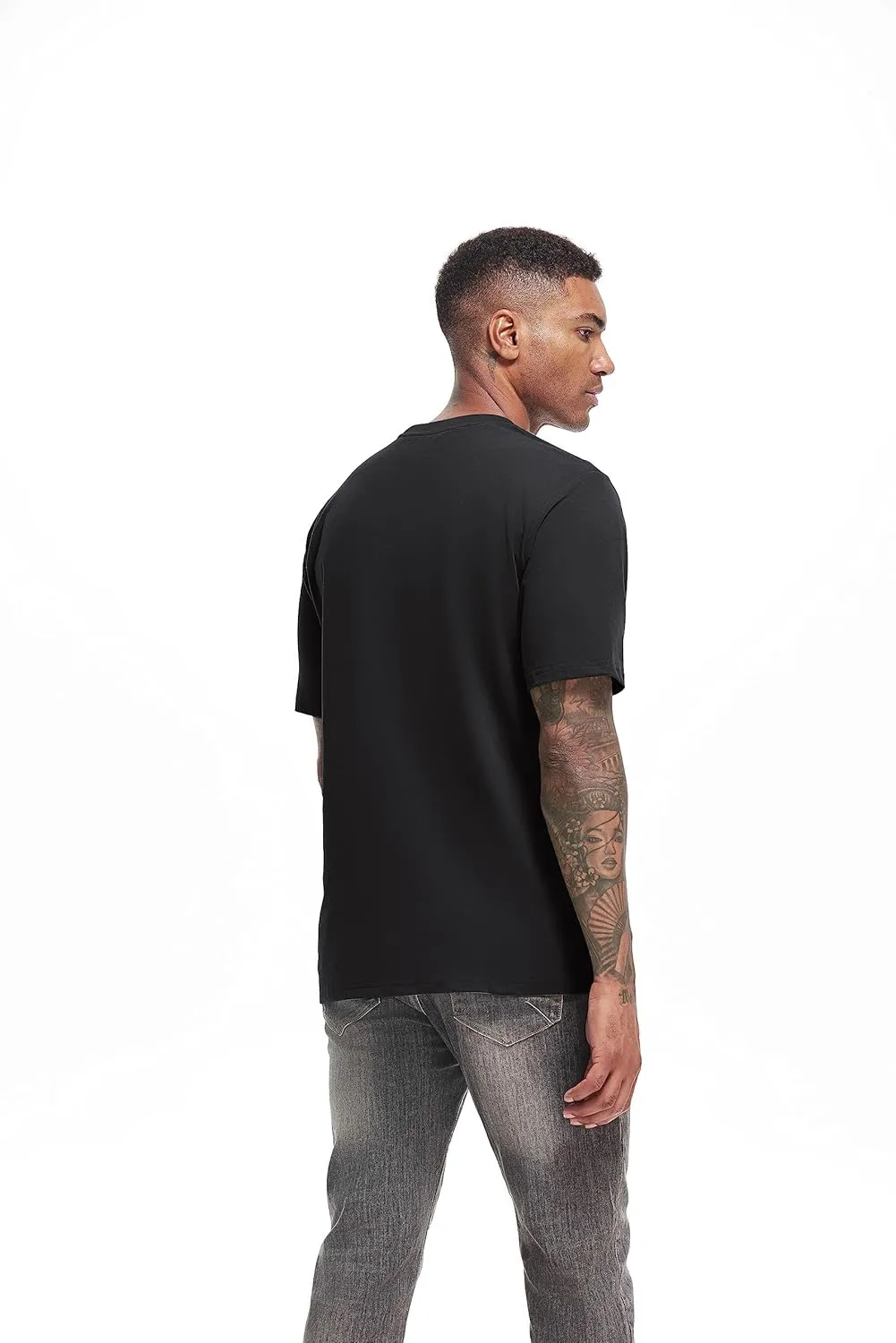 VEIISAR Men's Heavy Weight Crew Neck T-Shirt Mens Premium Cotton Tee - Pre Shrunk S-3XL