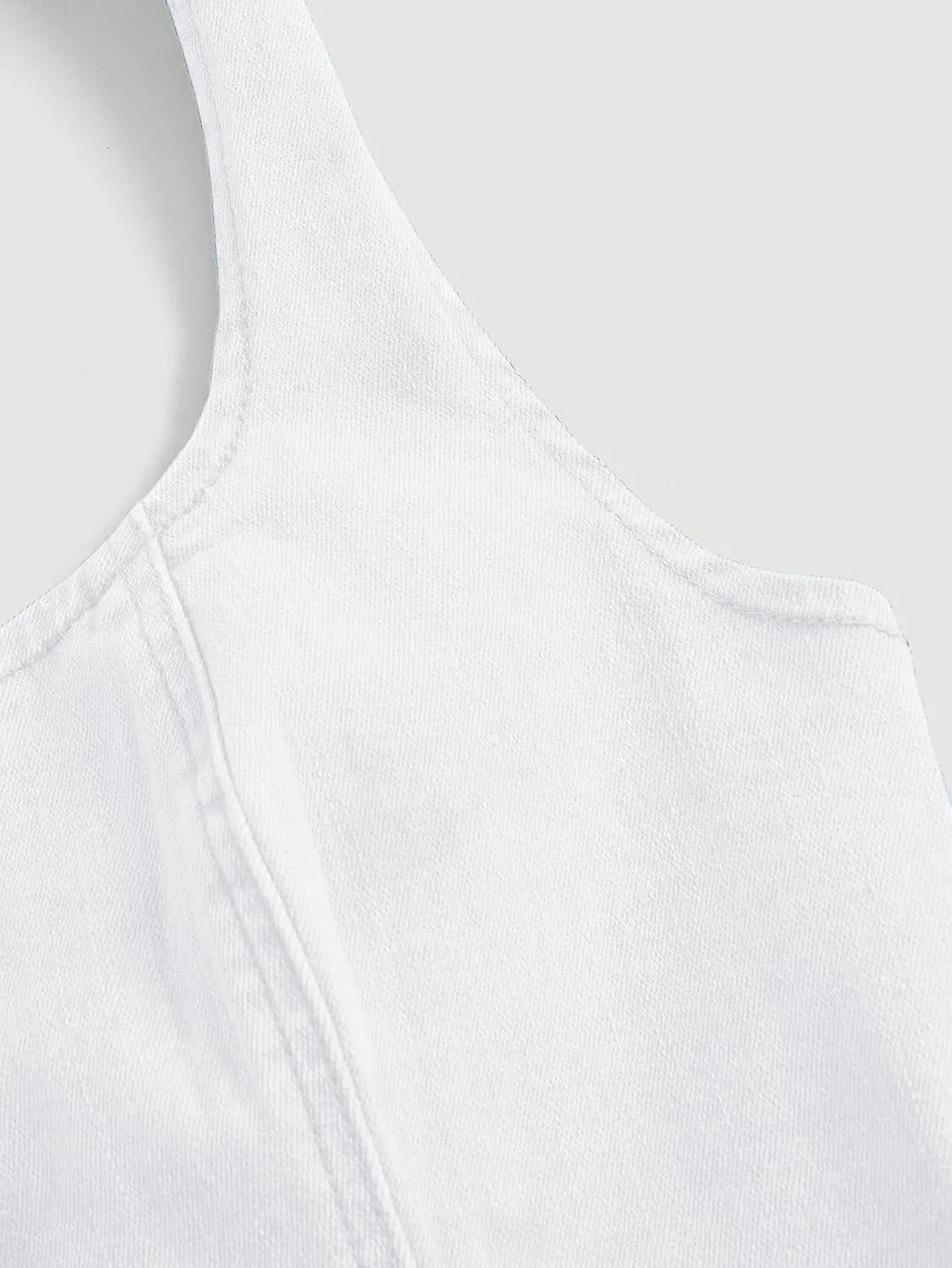 Verdusa Women's Button Front Halter Neck Asymmetrical Denim Crop Top Jean Vest