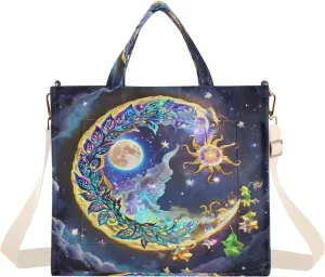 Vintage Moon Women's Tote Handbags Top Handle Satchel Shoulder Bag Crossbody Bag