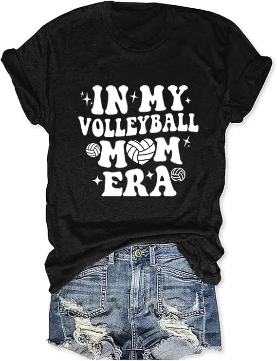 Volleyball Shirts for Women Volleyball Mom Tshirt Short Sleeve Sports Ball Casual Top Game Day Graphic Tee