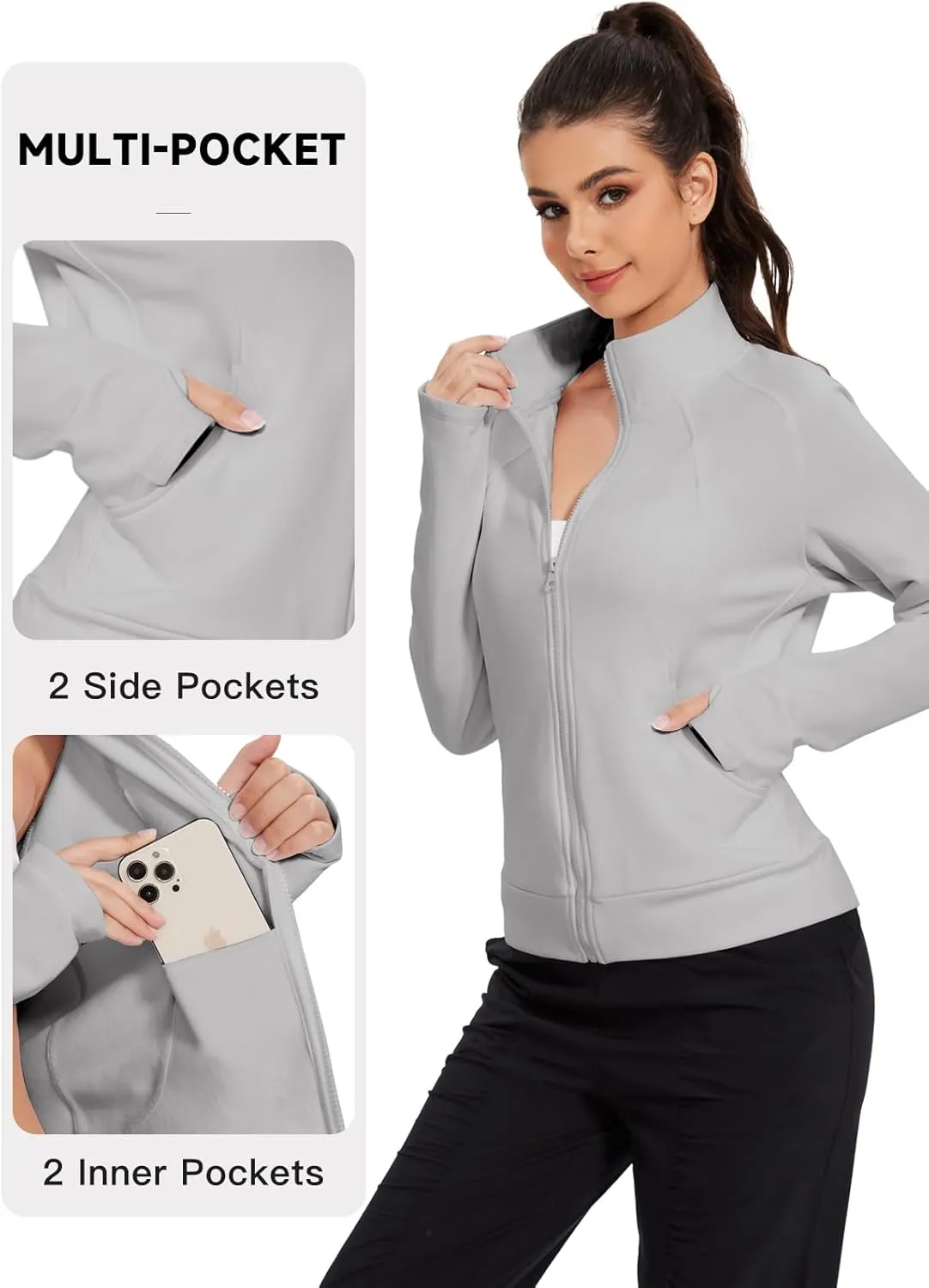 VUTRU Casual Jacket for Women Fleece Zip Up Jacket Tops Long Sleeve Fall Coat Trendy