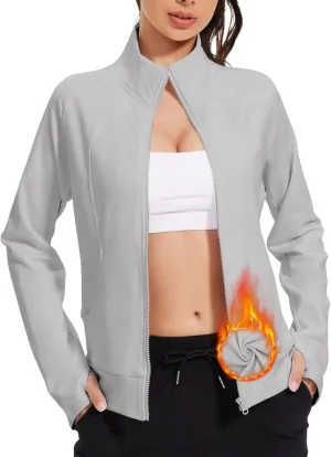 VUTRU Casual Jacket for Women Fleece Zip Up Jacket Tops Long Sleeve Fall Coat Trendy