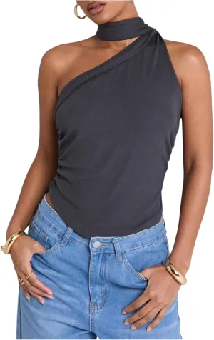 WDIRARA Women's Leopard Print Halter Crop Top Ruched Sleeveless Tee Shirt Y2k Fitted T Shirts