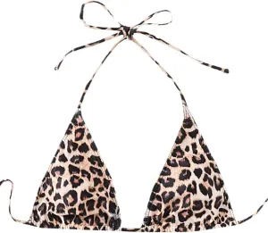 WDIRARA Women's Y2k Leopard Graphic Triangle Bikini Top Micro Halter Swimsuit Tops