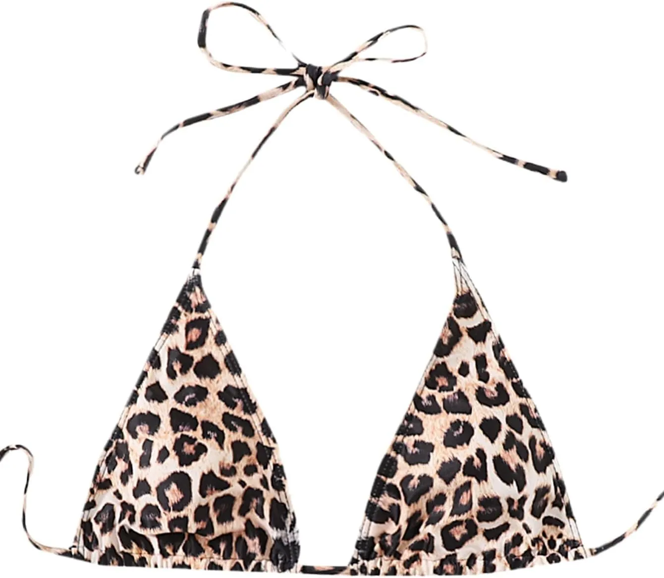 WDIRARA Women's Y2k Leopard Graphic Triangle Bikini Top Micro Halter Swimsuit Tops