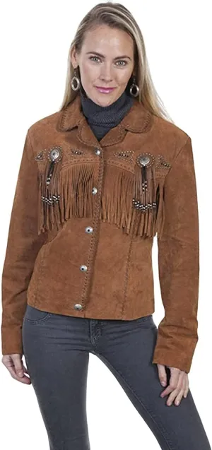Western Genuine Leather Suede Jacket Women Native American Boar Cowlady Beaded & Fringe Cowgirl Jacket Tassels