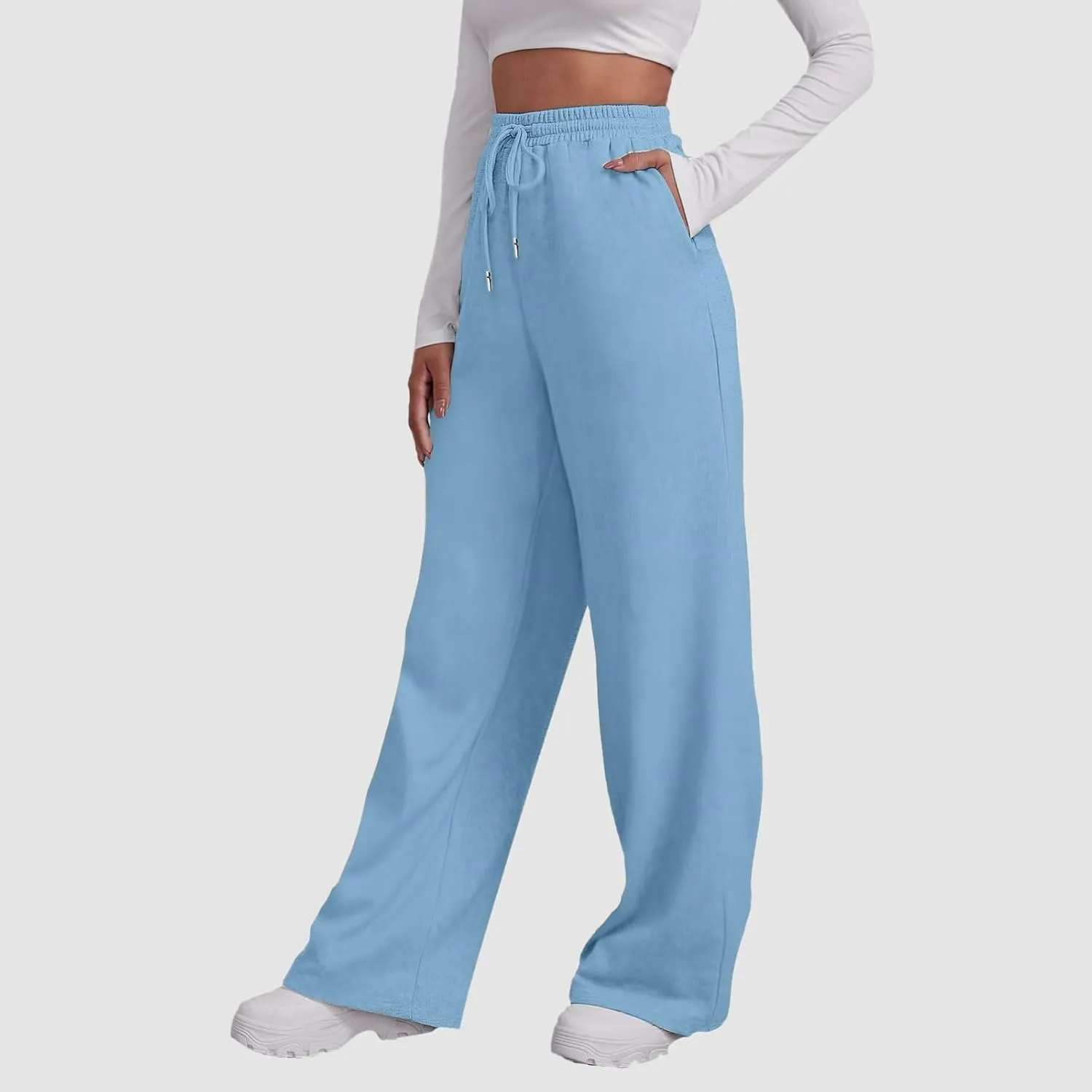 Wide Leg Sweatpants Women 2024 High Waist Casual Joggers with Pockets Loose Lightweight Soft Comfy Straight Yoga Sweat Pants
