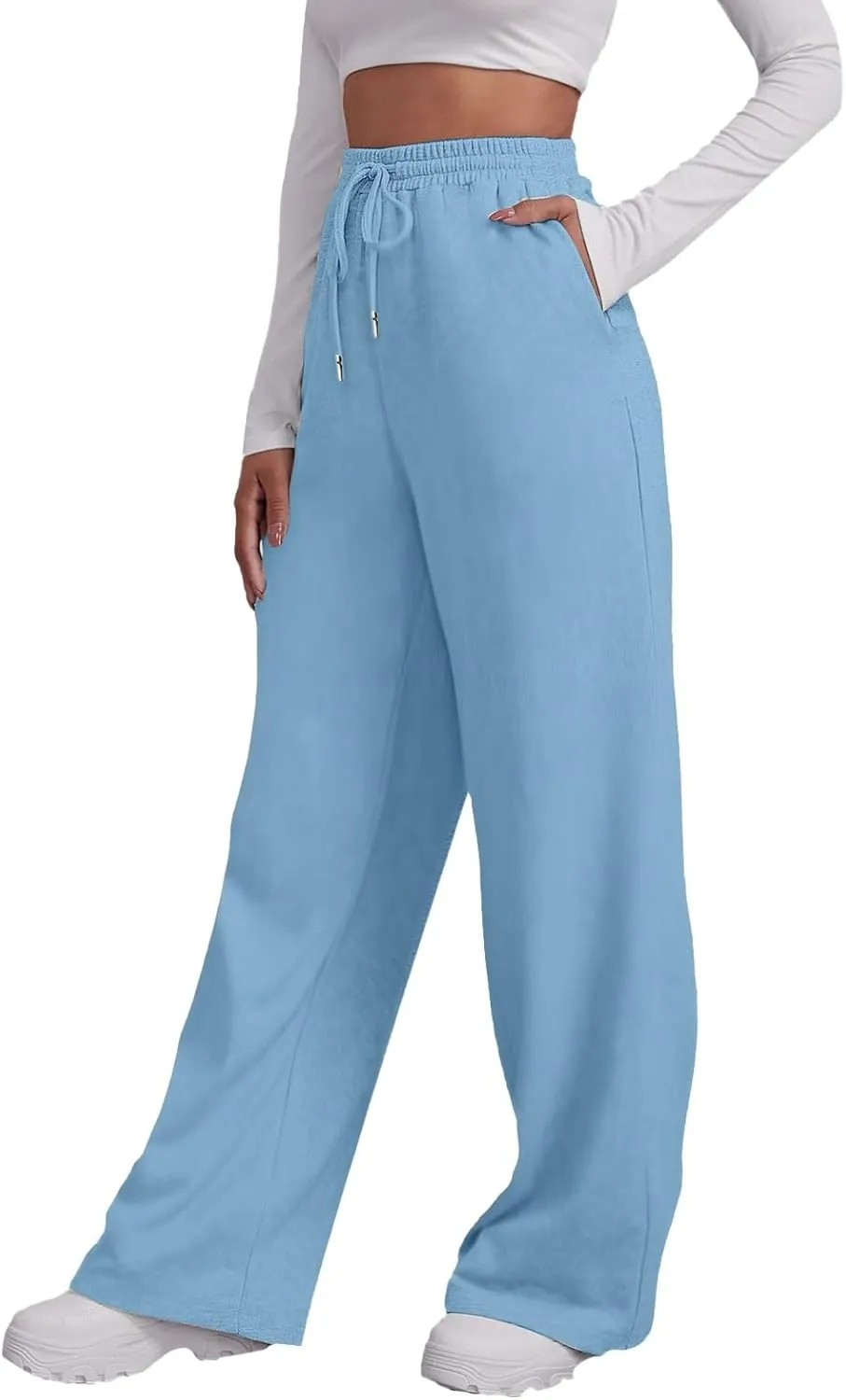 Wide Leg Sweatpants Women 2024 High Waist Casual Joggers with Pockets Loose Lightweight Soft Comfy Straight Yoga Sweat Pants