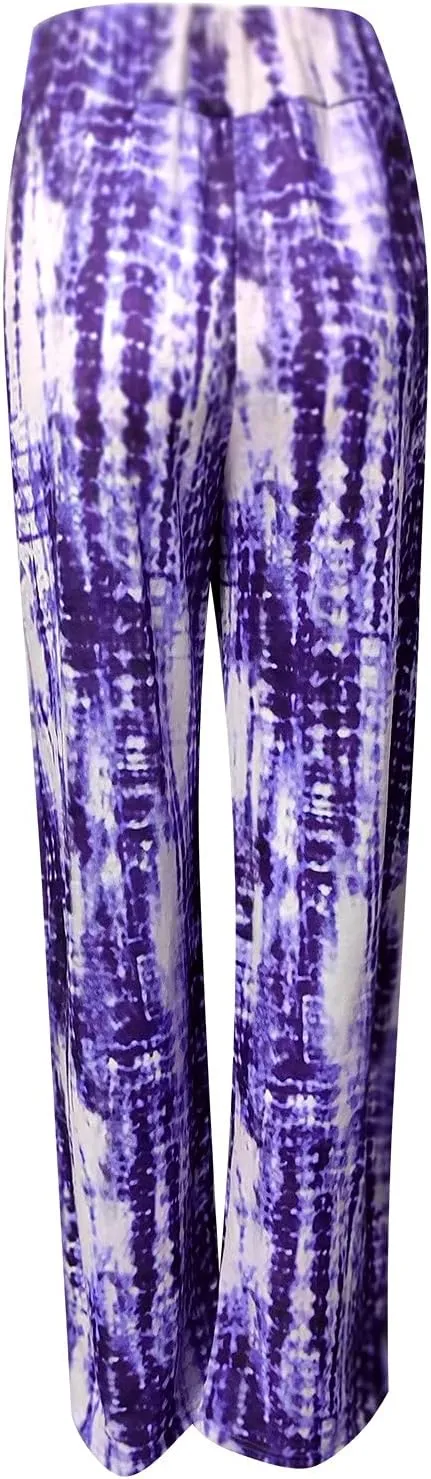 Wide Leg Trousers Women Floral Print Sports High Waist Wide Leg Pants for Women Baggy Palazzo Tye-Dye Pants Trousers