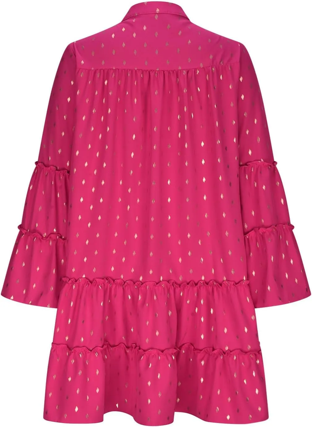 Women Fall Dresses 2024 Casual Button Ruffle Long Sleeve Dress Elegant Flowy Swing Tiered Beach Vacation Dresses