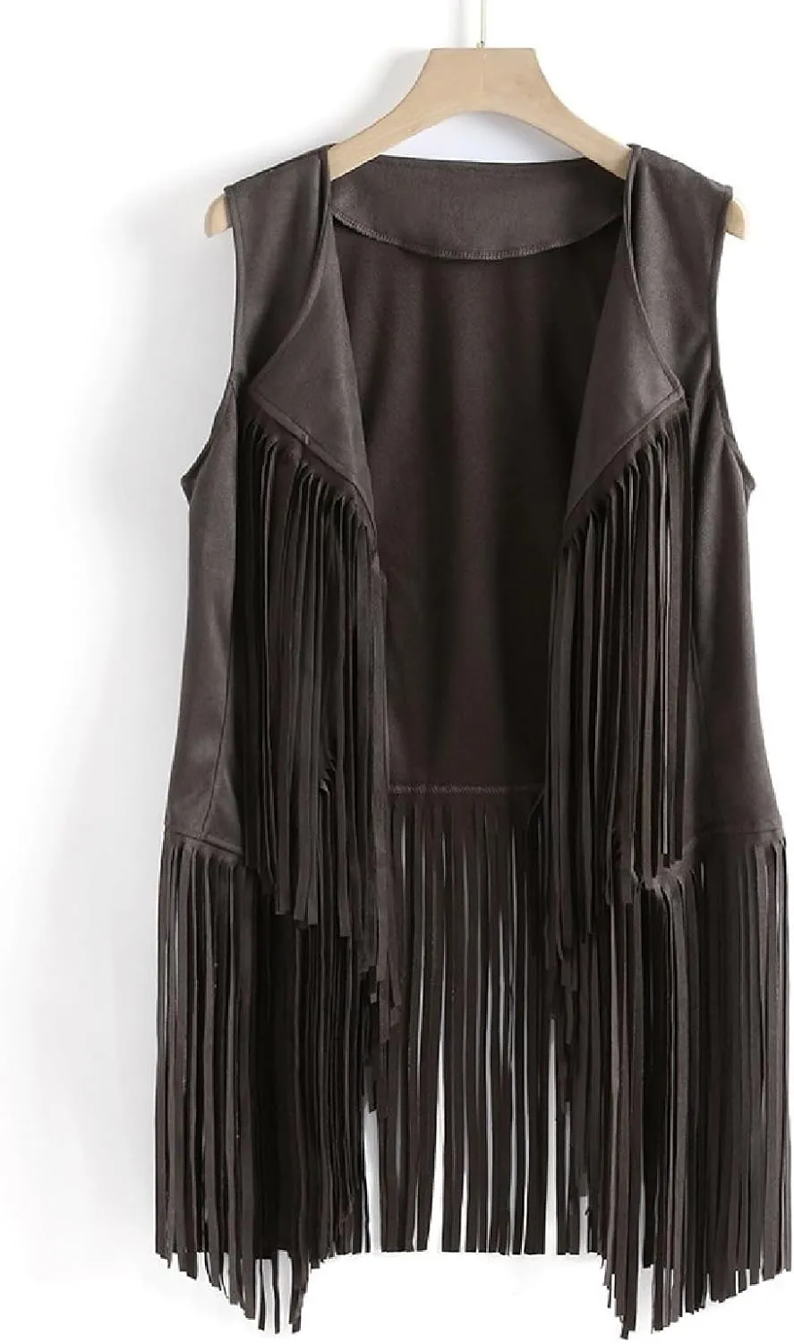 Women Fringe Vest 70S Hippie Faux Suede Open-Front Vintage Vest Sleeveless Tassel Cardigan Waistcoat Western Jacket