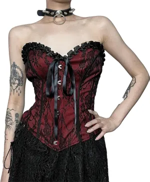 Women Gothic Strapless Crop Tank Tops Grunge Tube Top Y2k Vest Tshirts