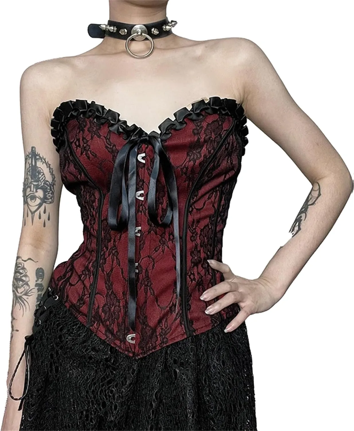 Women Gothic Strapless Crop Tank Tops Grunge Tube Top Y2k Vest Tshirts