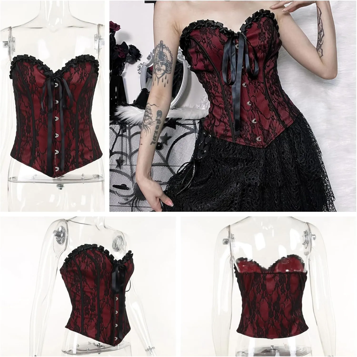 Women Gothic Strapless Crop Tank Tops Grunge Tube Top Y2k Vest Tshirts