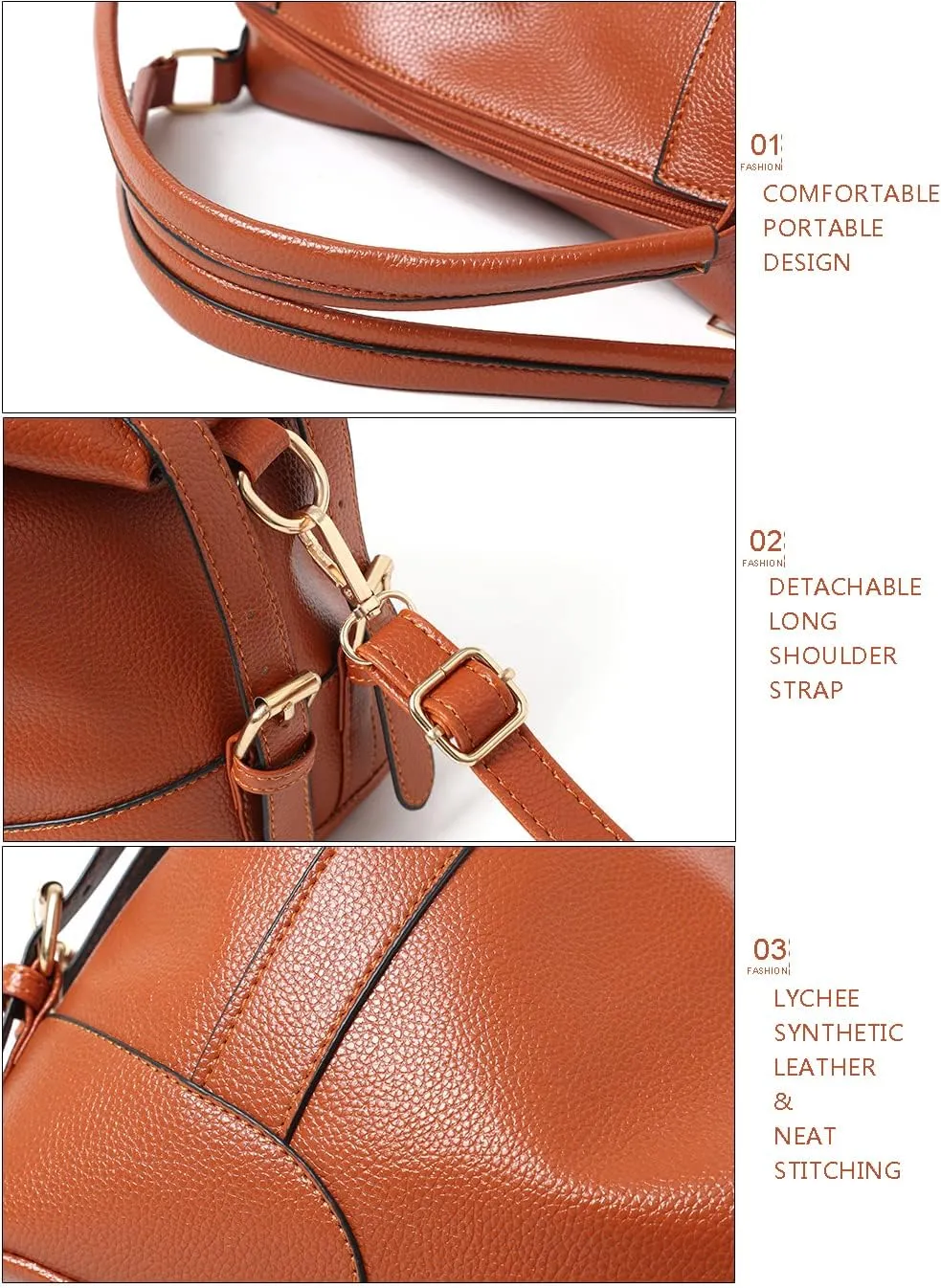 Women Hobo Shoulder Bag Lychee Pattern Leather Handbag Top-handle Purse Satchel
