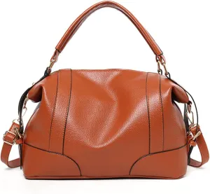 Women Hobo Shoulder Bag Lychee Pattern Leather Handbag Top-handle Purse Satchel