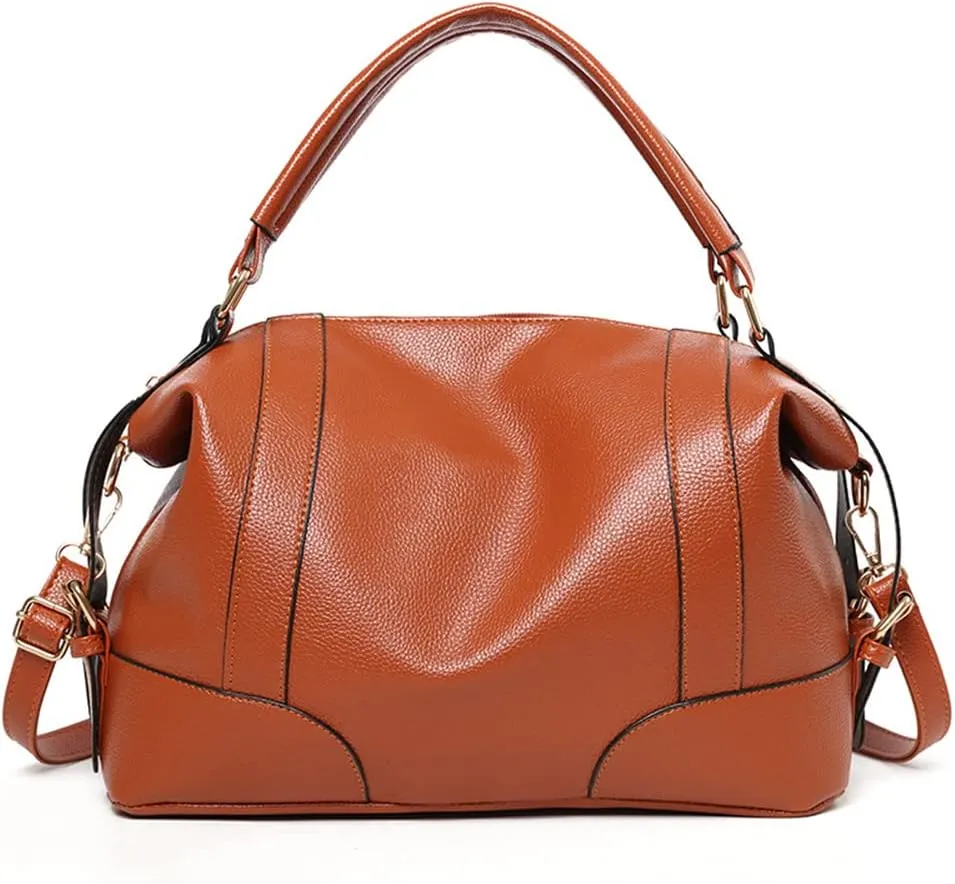 Women Hobo Shoulder Bag Lychee Pattern Leather Handbag Top-handle Purse Satchel