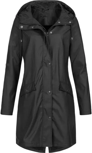 Women Long Rain Jackets Drawstring Long Sleeve Lightweight Raincoat Waterproof Fall Striped Climbing Trench Coats
