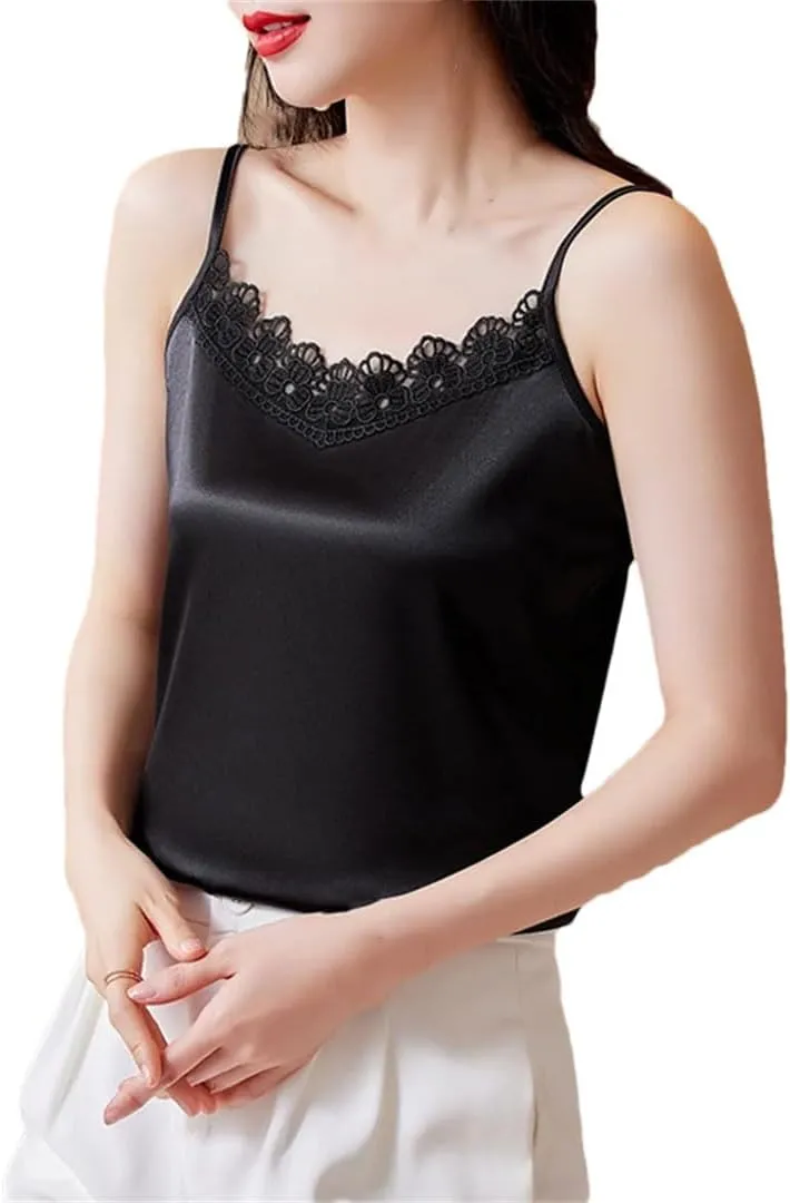 Women Sexy Lace Patchwork Tank Top Summer Sleeveless Camisole Fashion Camis Shirt