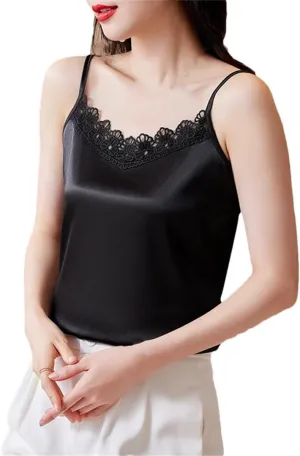 Women Sexy Lace Patchwork Tank Top Summer Sleeveless Camisole Fashion Camis Shirt