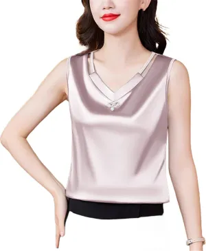 Women Tank top Spring Hollow Out Camisole V Neck Casual Sleeveless Vest