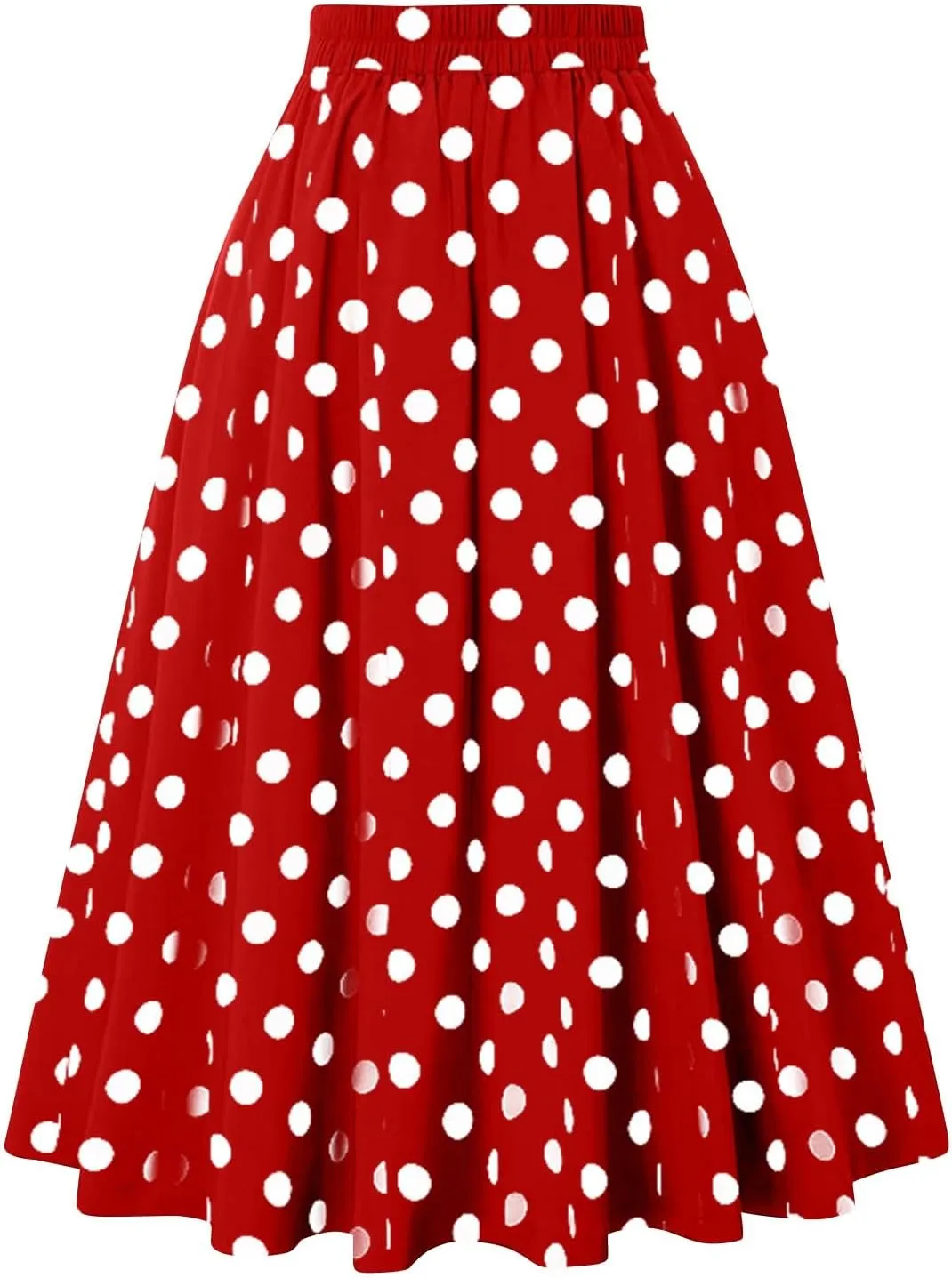 Women Vintage Skirt High Waist Pleated Skirt Midi A-Line Skirt Elegant Flowy Button Details Casual Formal Skirt