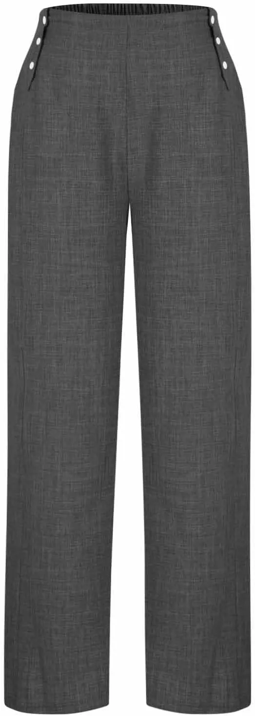 Women Wide Leg Boho Pants Dressy Casaul Button Palazzo Pant Elastic Waist Loose Trousers Summer Outfits with Pocket