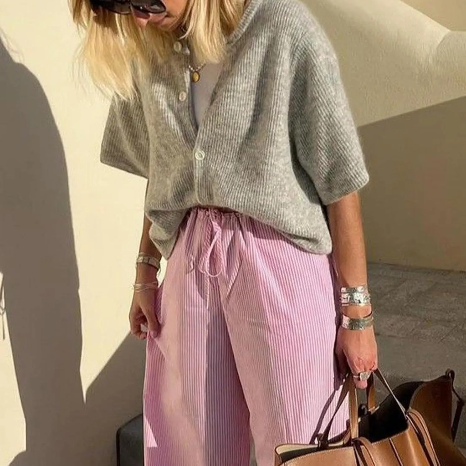 Women Y2k Knit Cardigan Shirts Open Front Button Down Crop Cardigans Sweater Short Sleeve Loose Tee Tops