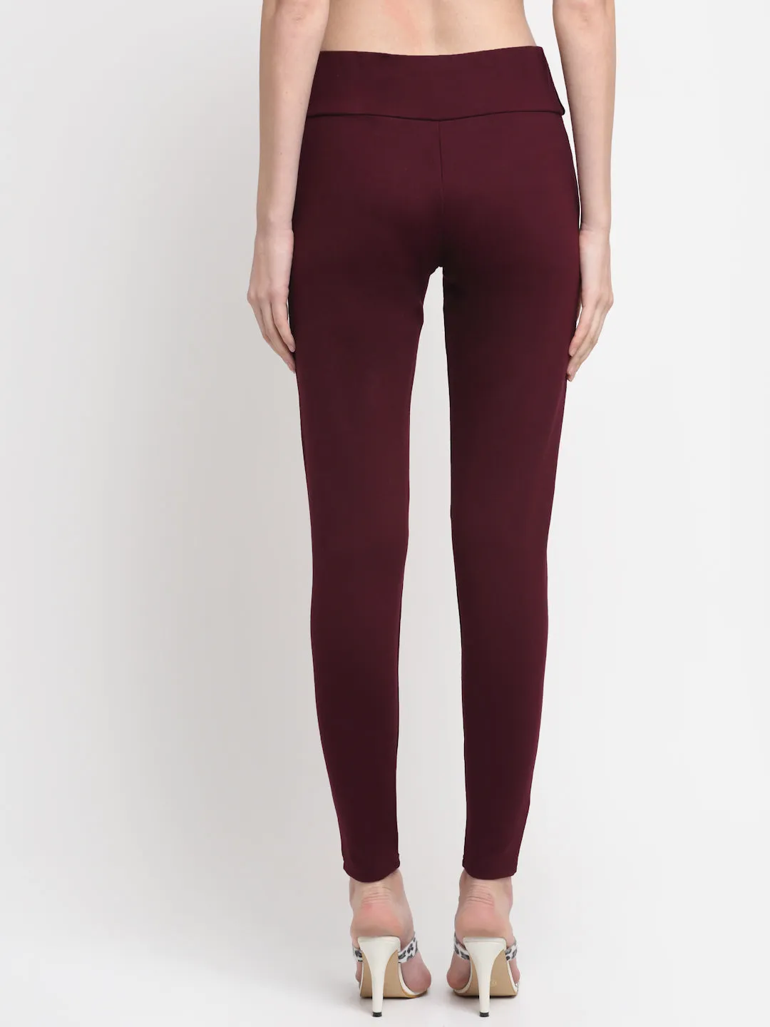 Women's  Broad waistband Wine  High rise Jeggings