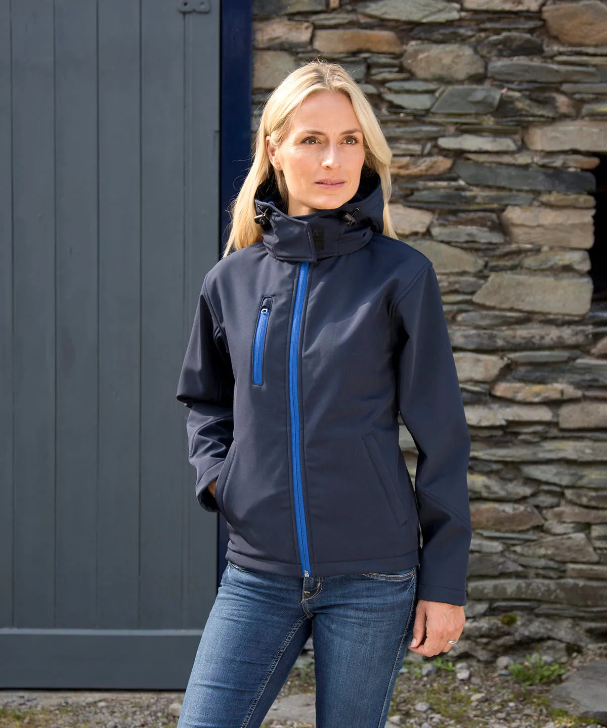 Womens Core TX performance hooded softshell jacket | Red/Black
