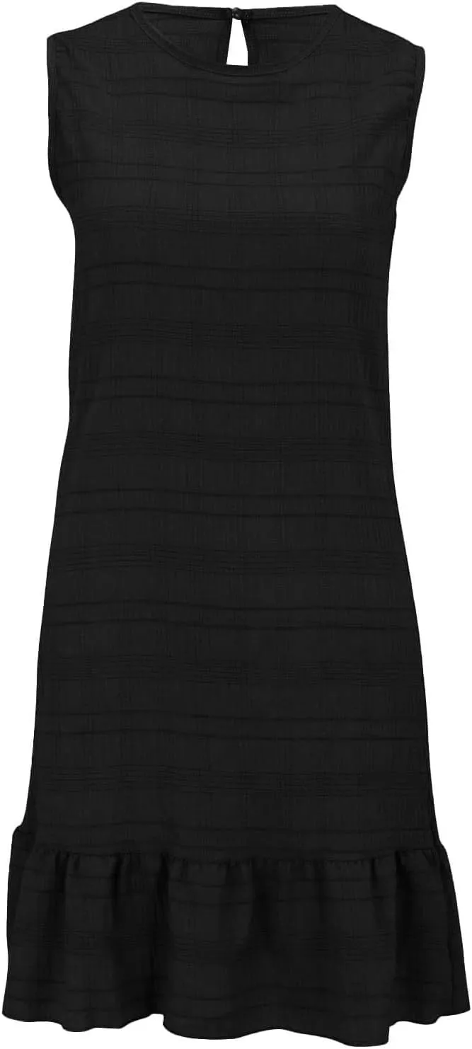Women's Crewneck Ruffle Hem A Line Dresses Sleeveless Elegant Flowy Mini Dress Summer Casual Cute Beach Sundress