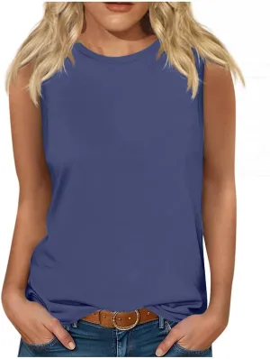 Womens Cute Tank Tops Trendy Sleeveless Oversized Tee Scoop Neck Soft Loose Casual 2025 Summer Flowy Shirts