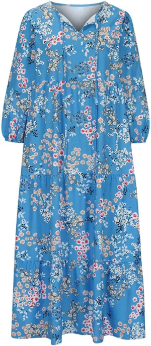 Womens Fall Dresses Casual Lantern Sleeve Bohemian Floral Maxi Dress Elegant Flowy Swing Boho Beach Vacation Dresses