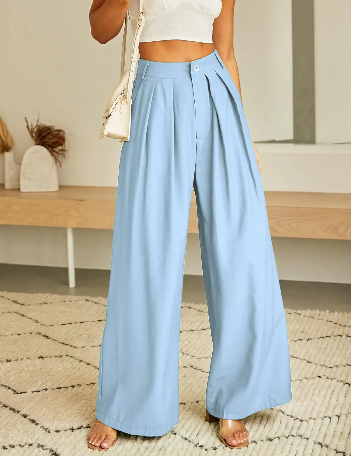 Women's High Waist Casual Wide Leg Palazzo Pants, Dress Pants for Women, Work Pants with Pockets for Women Office.