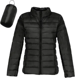 Womens Lightweight Puffer Jacket Packable Stand Collar Quilted Down Coats 2024 Winter Warm Down Jackets with Pockets