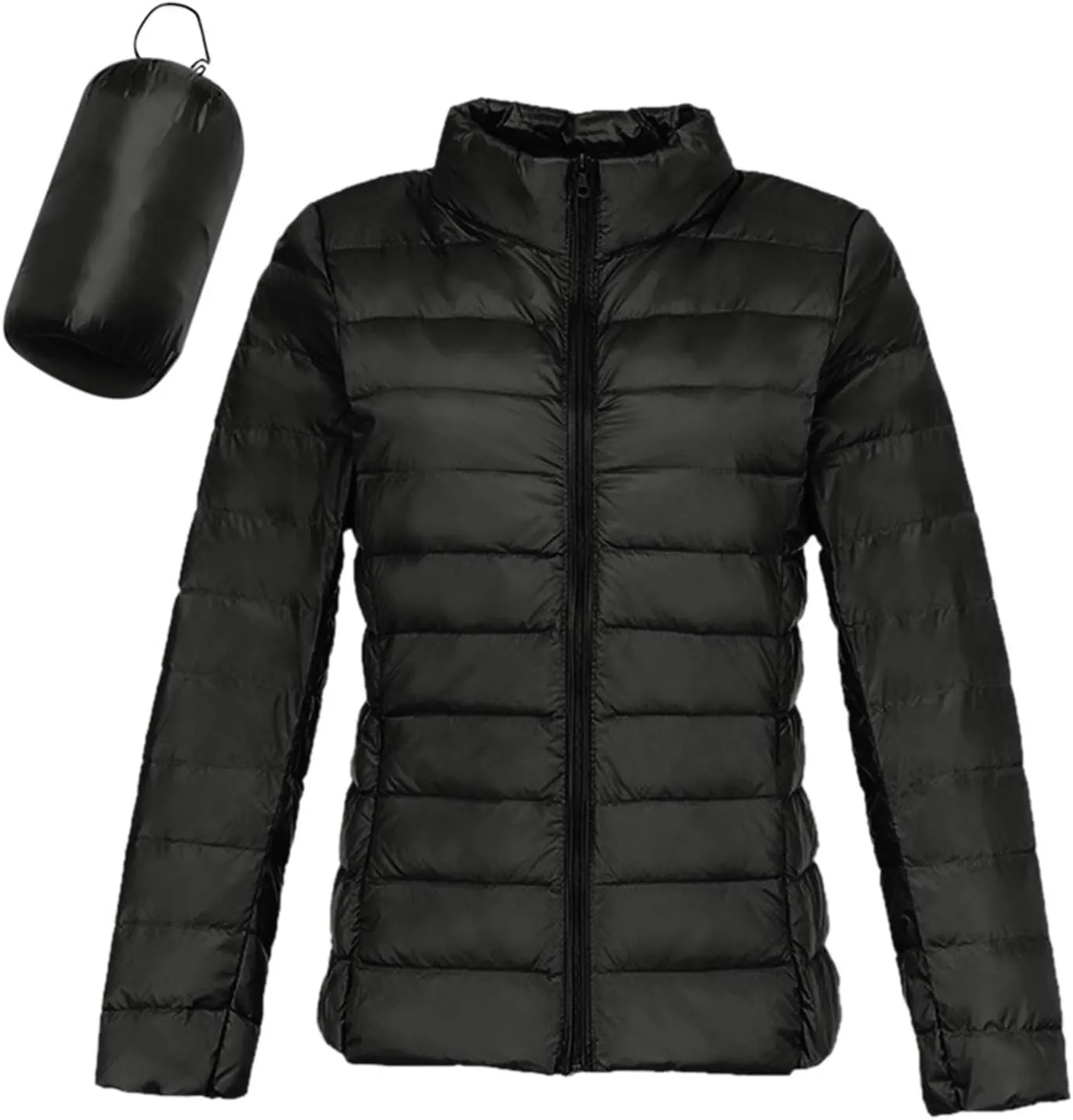 Womens Lightweight Puffer Jacket Packable Stand Collar Quilted Down Coats 2024 Winter Warm Down Jackets with Pockets