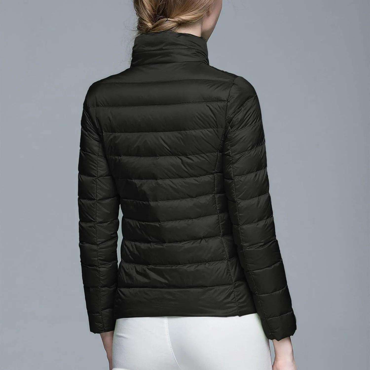 Womens Lightweight Puffer Jacket Packable Stand Collar Quilted Down Coats 2024 Winter Warm Down Jackets with Pockets