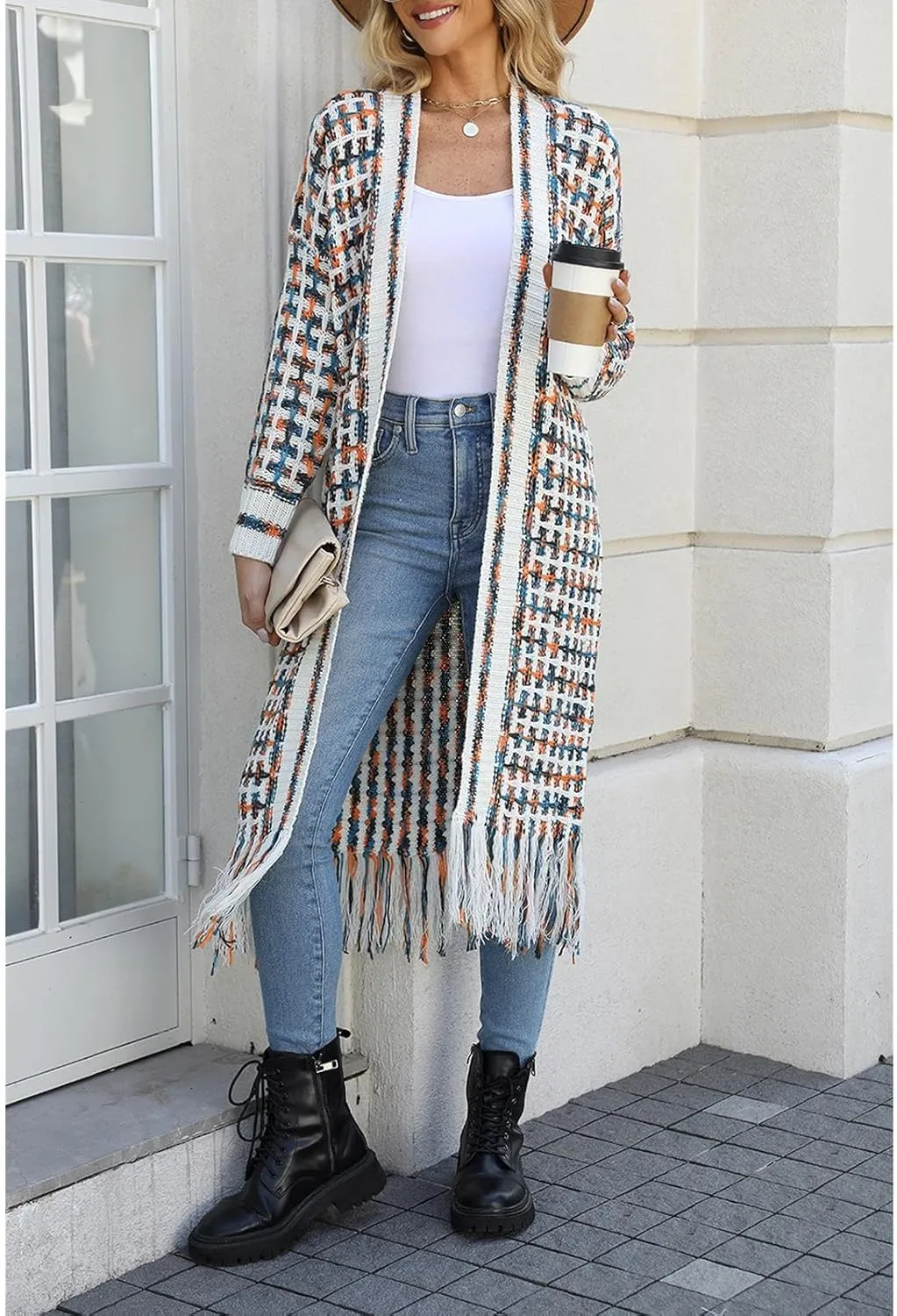 Women's Long Sleeves Sweaters Soft Knit Leopard Open Front Long Sleeve Cardigan Outwear
