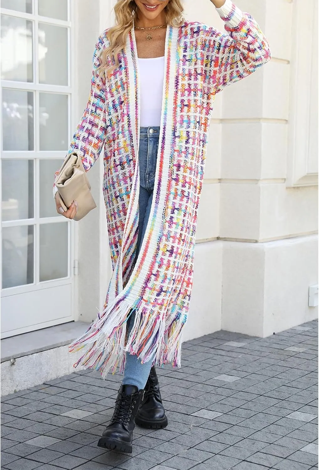 Women's Long Sleeves Sweaters Soft Knit Leopard Open Front Long Sleeve Cardigan Outwear
