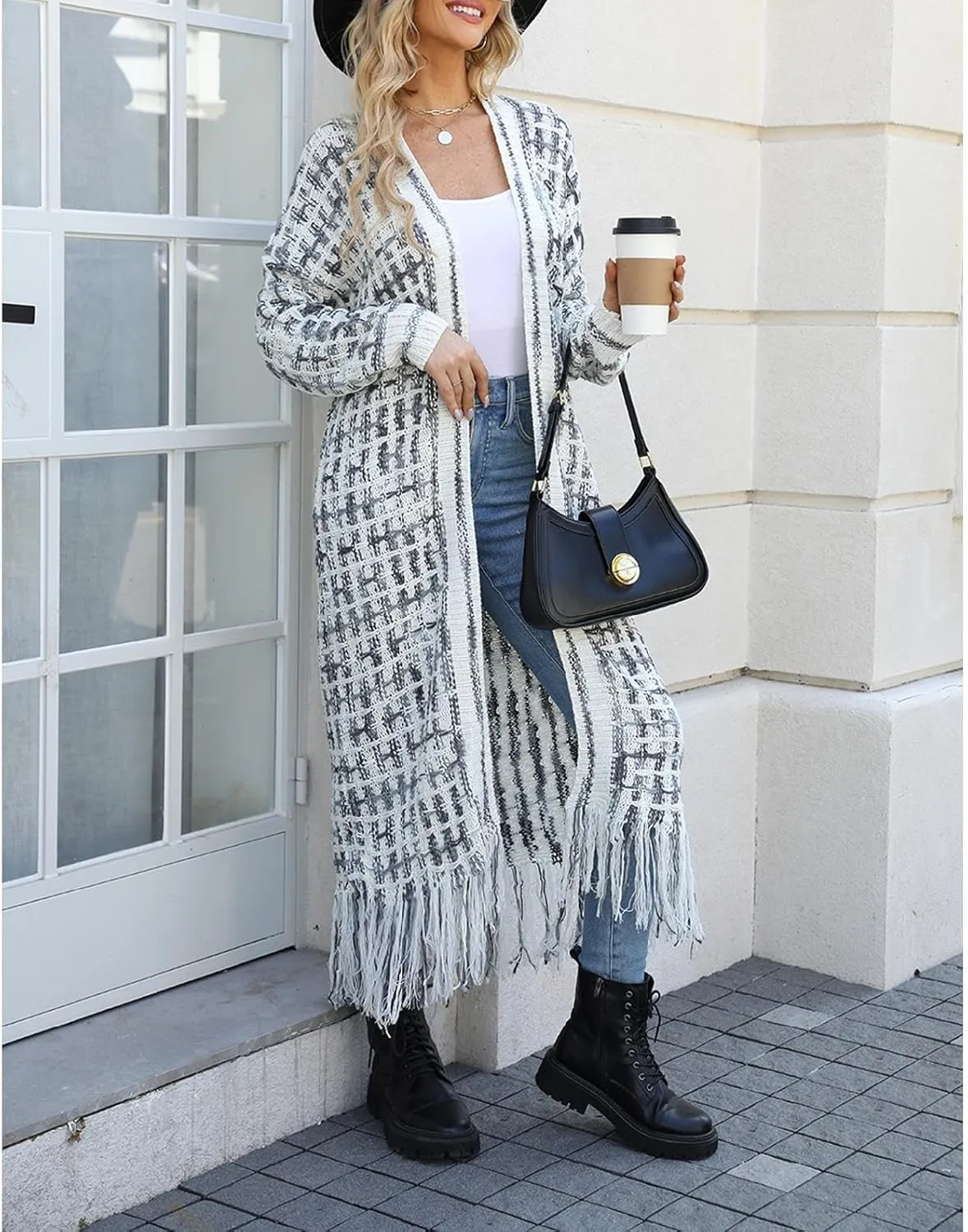 Women's Long Sleeves Sweaters Soft Knit Leopard Open Front Long Sleeve Cardigan Outwear