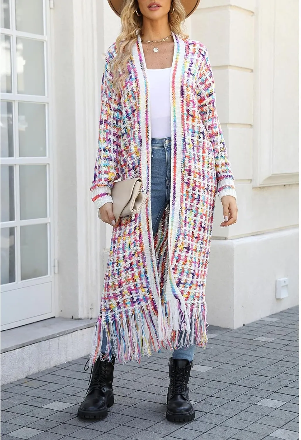Women's Long Sleeves Sweaters Soft Knit Leopard Open Front Long Sleeve Cardigan Outwear