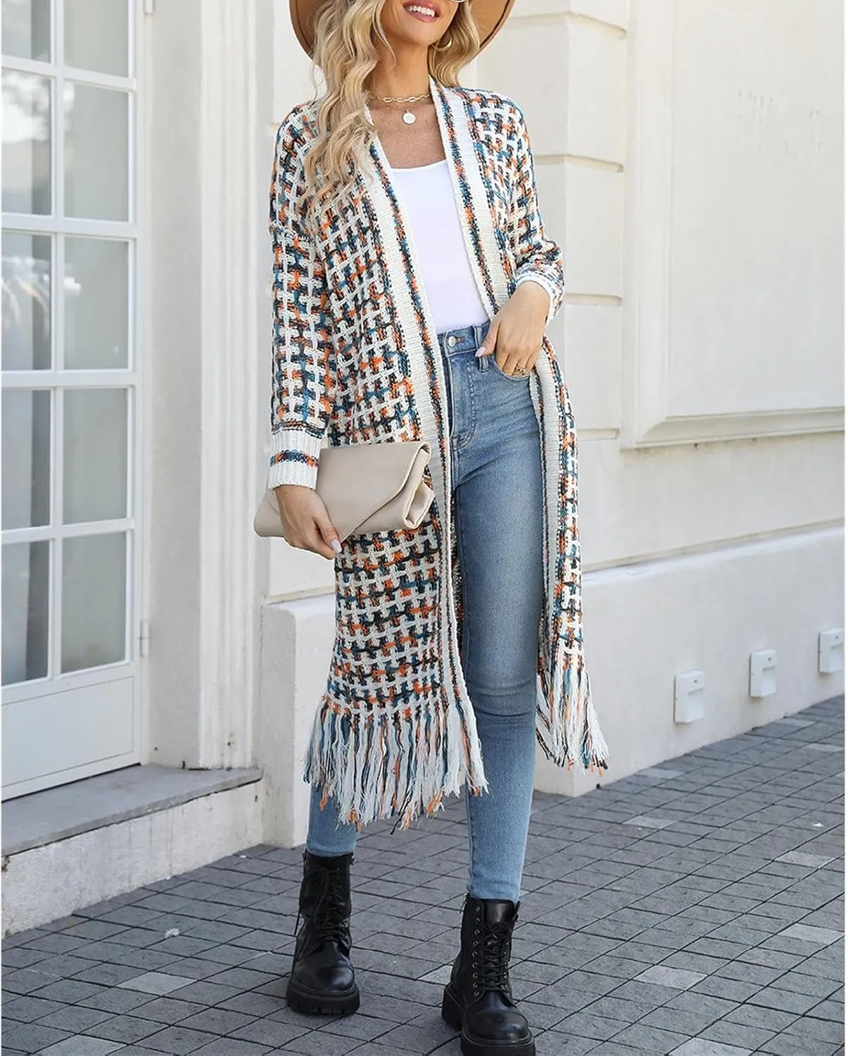Women's Long Sleeves Sweaters Soft Knit Leopard Open Front Long Sleeve Cardigan Outwear