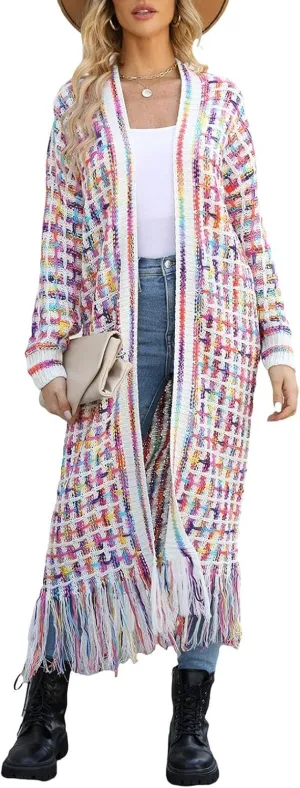 Women's Long Sleeves Sweaters Soft Knit Leopard Open Front Long Sleeve Cardigan Outwear