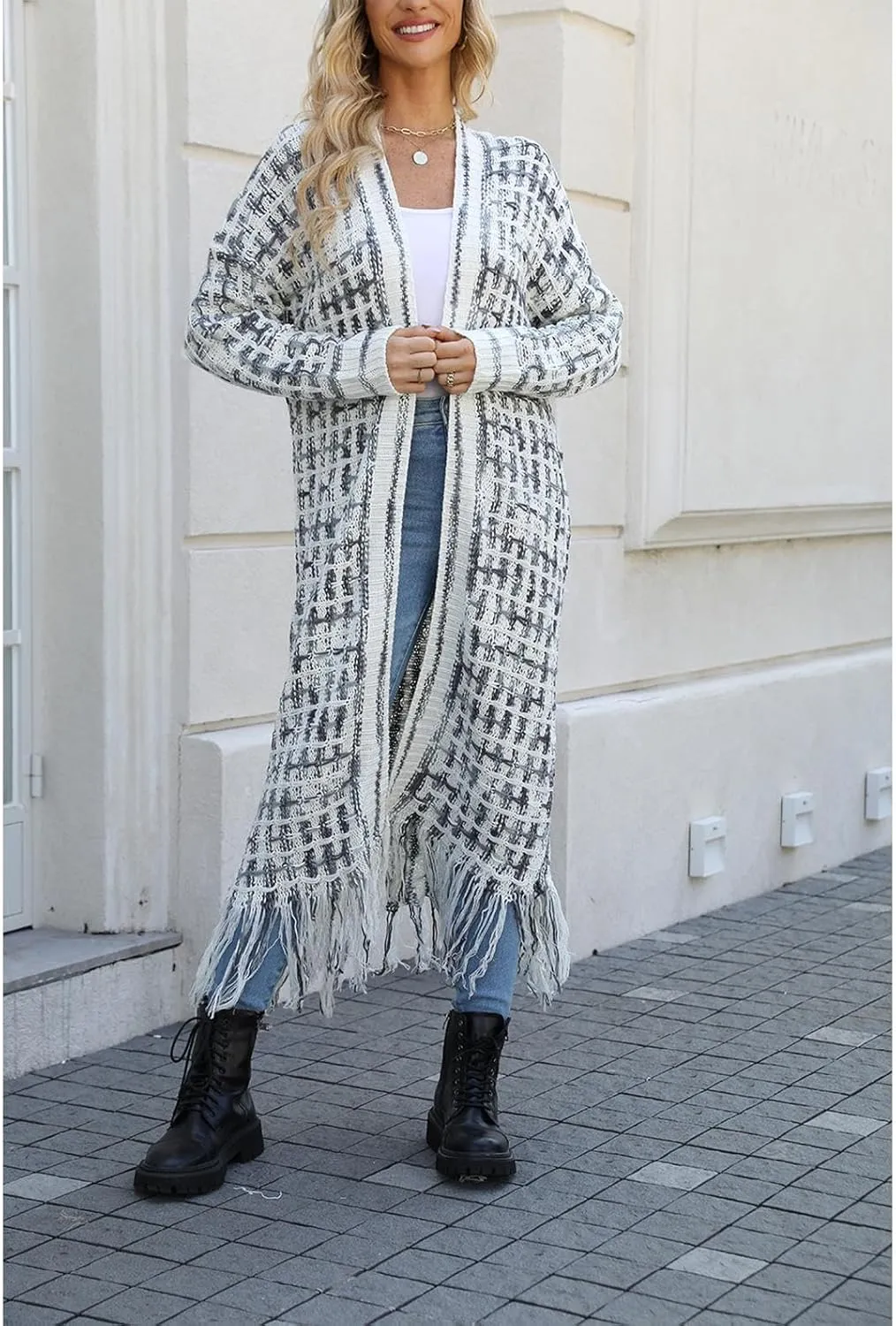 Women's Long Sleeves Sweaters Soft Knit Leopard Open Front Long Sleeve Cardigan Outwear