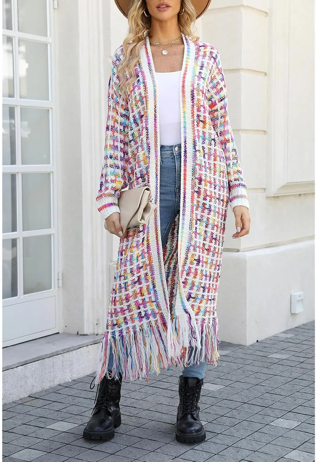 Women's Long Sleeves Sweaters Soft Knit Leopard Open Front Long Sleeve Cardigan Outwear