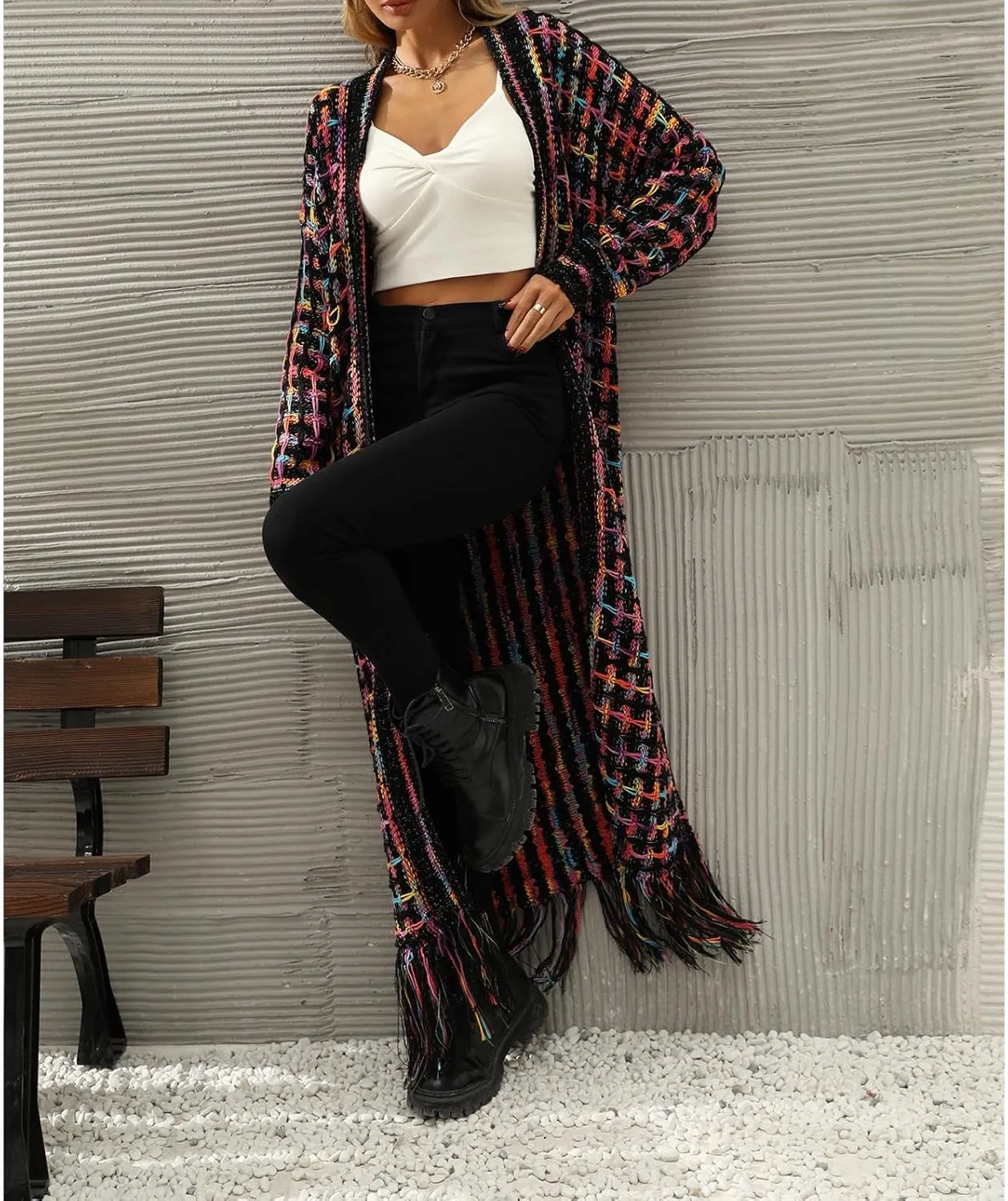 Women's Long Sleeves Sweaters Soft Knit Leopard Open Front Long Sleeve Cardigan Outwear