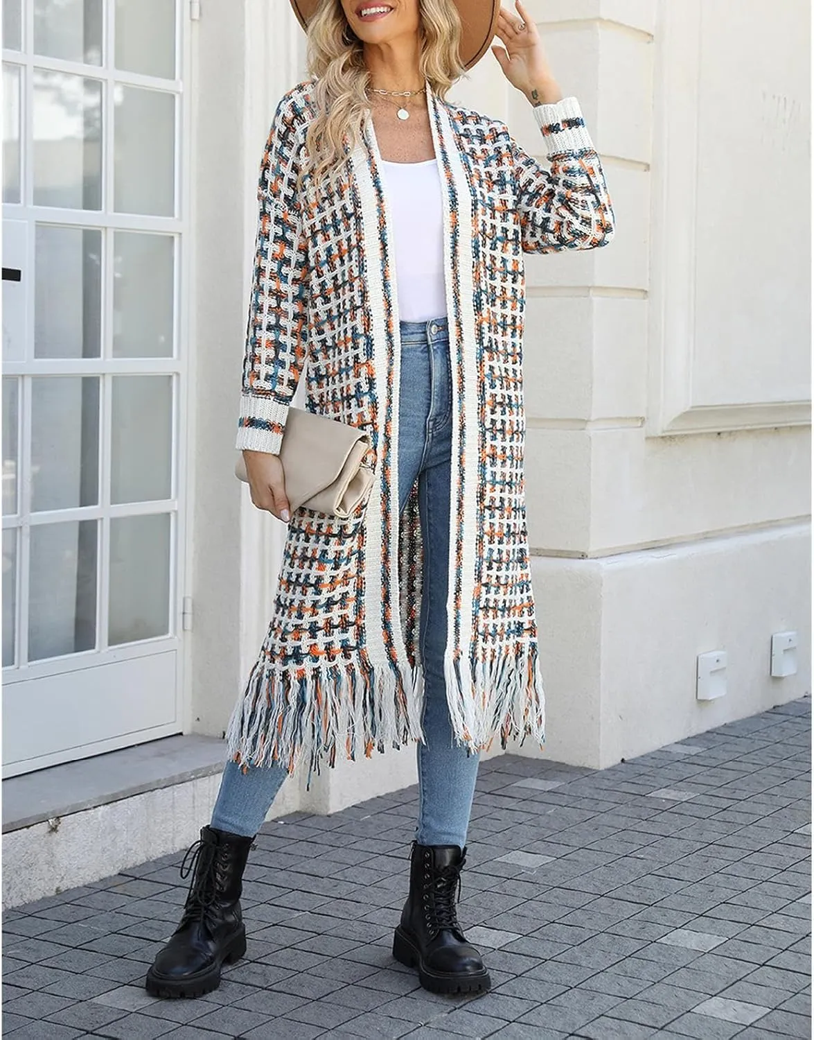 Women's Long Sleeves Sweaters Soft Knit Leopard Open Front Long Sleeve Cardigan Outwear