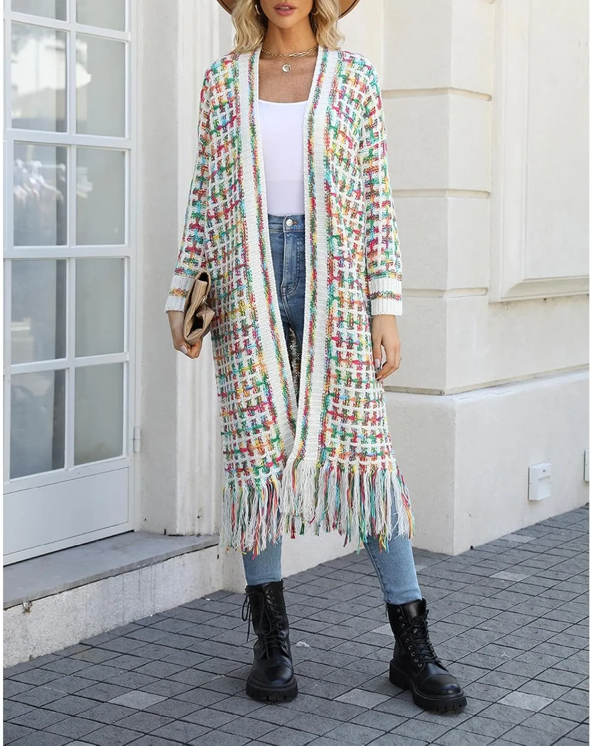 Women's Long Sleeves Sweaters Soft Knit Leopard Open Front Long Sleeve Cardigan Outwear
