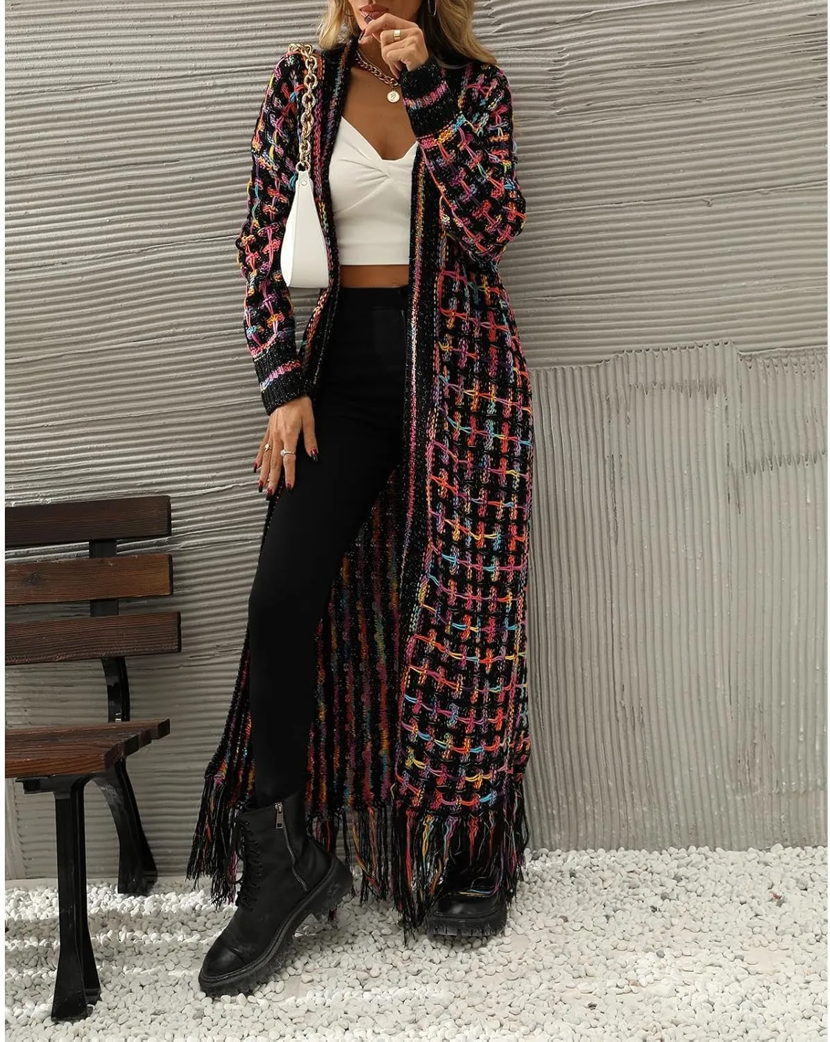 Women's Long Sleeves Sweaters Soft Knit Leopard Open Front Long Sleeve Cardigan Outwear