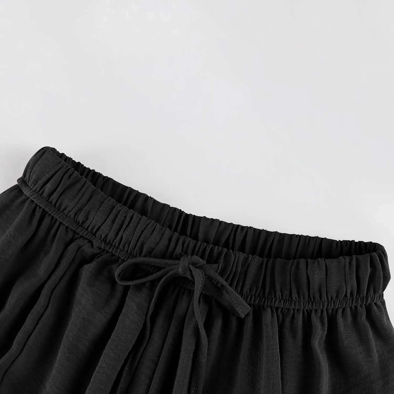 Womens Palazzo Pants Cotton Linen High Waisted Summer 2025 Pants Drawstring Wide Leg Multi-Pocket Solid Outfit Fashion